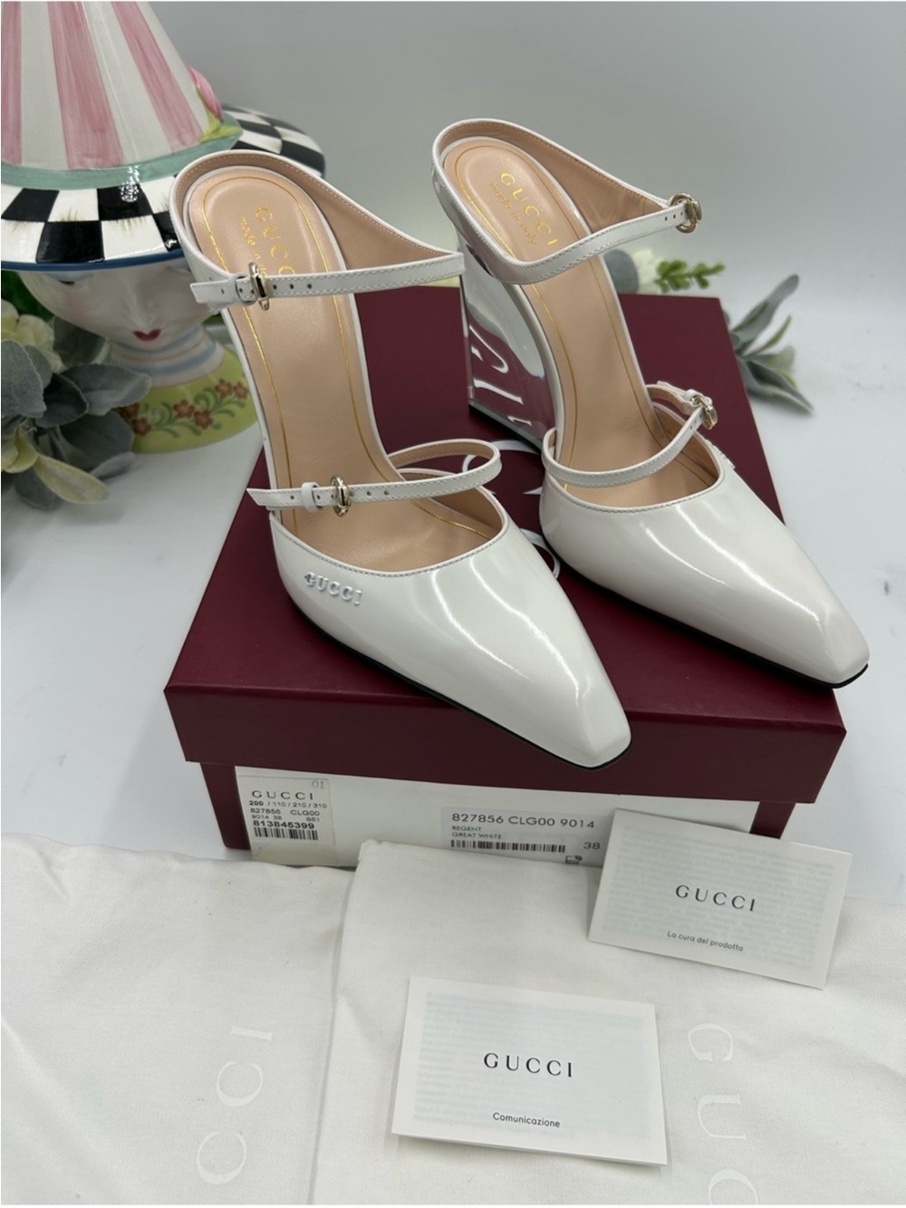 Women’s Gucci Christy patent leather wedge mule size 38 made in Italy - Picture 3 of 11